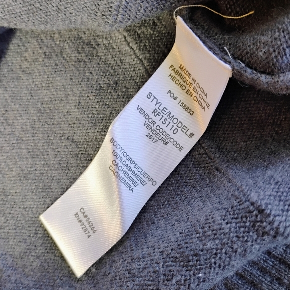 Splendid Divine Cashmere Sweater Gray Charcoal Dip Dye Ribbed Size Medium - Picture 9 of 14